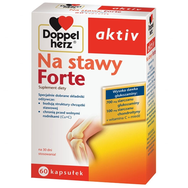 Doppelherz Aktiv Na stawy Forte засіб з глюкозаміном, хондроїтином, вітаміном С і міддю для суглобів, 60 капс
