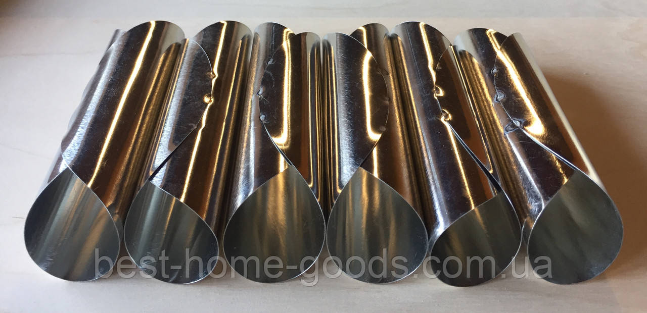 Форми для каннолі та круасанів металеві 6 шт, 12 см | Набір циліндричних форм з харчової жерсті для десертів, Україна, фото 1