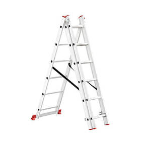 Драбина алюмінієва 3-х секційна універсальна розкладна INTERTOOL LT-0306, 3x6 ступ. 3,41 м