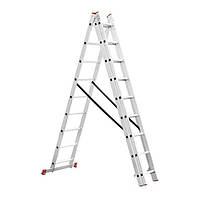 Лестница алюминиевая 3-х секционная универсальная раскладная INTERTOOL LT-0309, 3x9 ступ. 5,93 м
