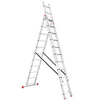 Драбина алюмінієва 3-х секційна універсальна розкладна INTERTOOL LT-0311, 3x11 ступ. 7,33 м, фото 2