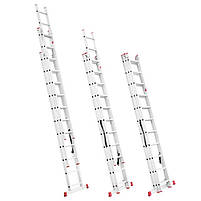 Драбина алюмінієва 3-х секційна універсальна розкладна INTERTOOL LT-0311, 3x11 ступ. 7,33 м, фото 3