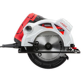 Пила дискова INTERTOOL WT-0618, 1500 Вт, 5800 об/хв, глибина розпилу 65-43 мм, диск 190 мм*20 мм, лазер