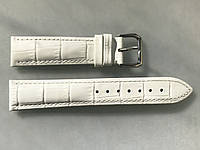 Ремінець для годинника 20 мм натуральна шкіра, білий, текстура крокодила, прошитий, гнучкий