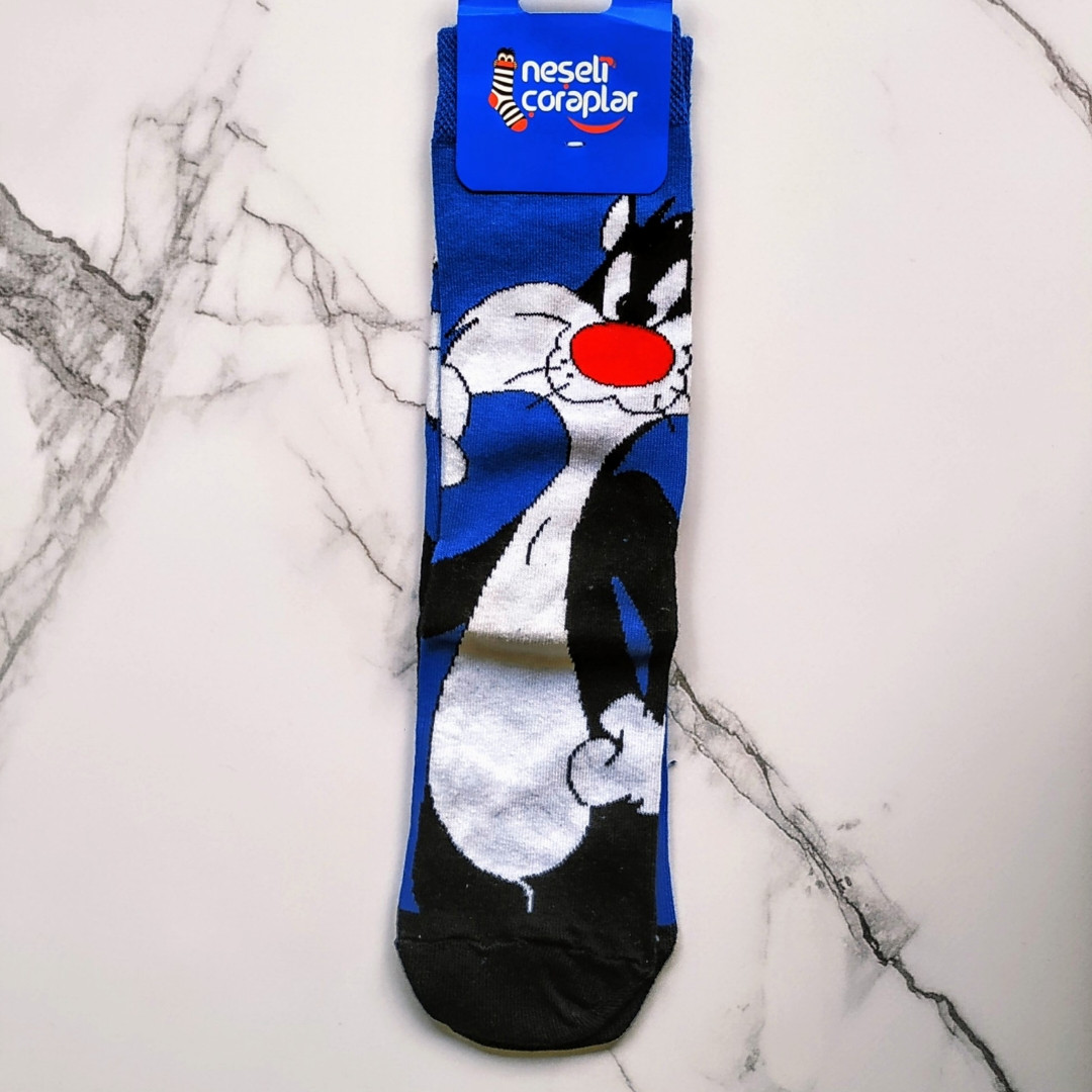 Модні яскраві шкарпетки з принтом Кіт Сильвестр
