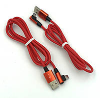 USB кабель / Дата кабель M-014 круглый силиконовый угловой Micro USB 1.0m Red (тех. упаковка)