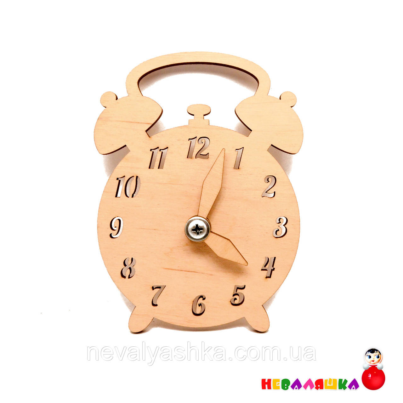 Заготівля для Бизиборда Дерев'яні Годинник Будильник зі Стрілками 12 см Дерев'яні годинники для бізіборда, фото 1