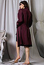 Комплект халат і ночнушка жіночий шовковий марсала, фото 6