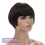Перука боб-каре з термоволосся 180℃ Alison AT шоколадний колір, фото 6