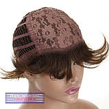 Жіноча перука коротка стрижка з термоволосся180℃ Kristina AT колір каштановий темний, фото 5