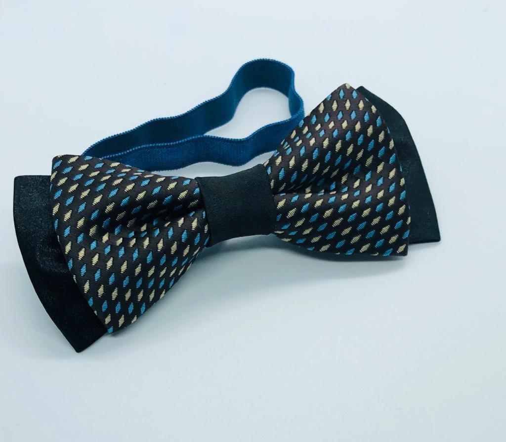 Краватка — метелик чоловіча чорна з кольоровим принтом