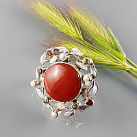 Перстень з сердоліком срібло з натуральними каменями Квітка