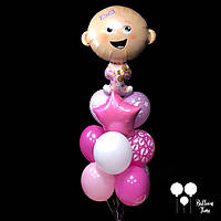 Фонтан шаров для выписки из роддома с фольгированной девочкой