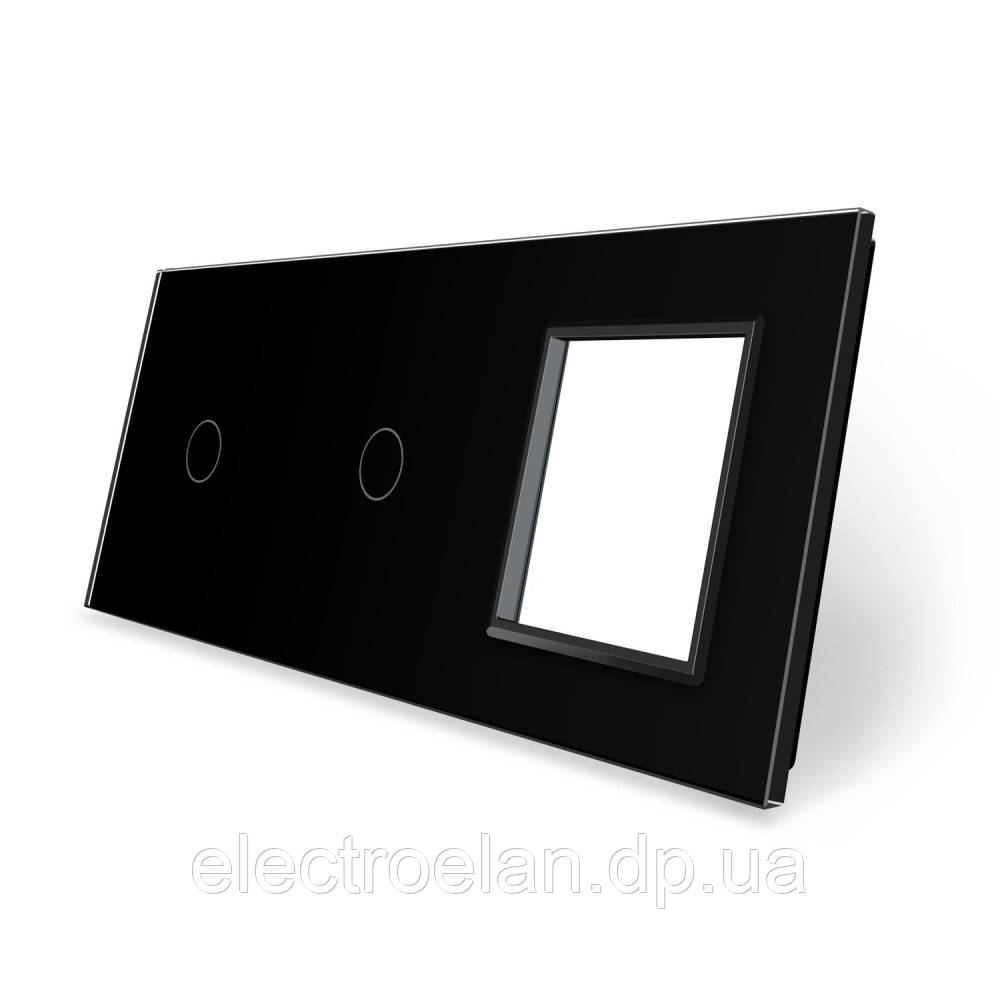 Сенсорная панель выключателя Livolo 2 канала и розетку (1-1-0) черный стекло (VL-C7-C1/C1/SR-12) - фото 1 - id-p845197135