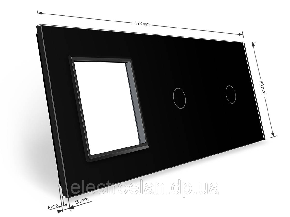 Сенсорная панель выключателя Livolo 2 канала и розетку (1-1-0) черный стекло (VL-C7-C1/C1/SR-12) - фото 3 - id-p845197135
