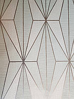 Обои виниловые на флизелине Marburg 82180 Giulia геометрия фигуры ромбы бирюзовые белые полосы серебристые 3д