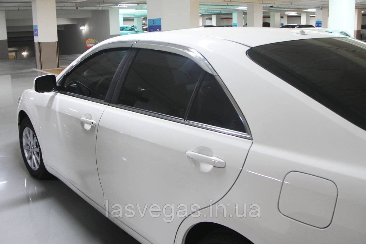 Дефлектори вікон, вітровики (хромовані) Toyota Camry 40 2006-2011 (Autoclover/Корея/C552), фото 1
