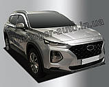 Дефлектори вікон (вітровики) хромовані Hyundai Santa Fe 2018- (Autoclover/Корея) D997, фото 4