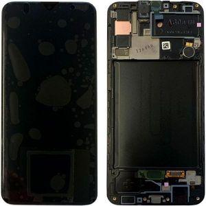 Дисплей для Samsung SM-A307F Galaxy A30s (2019) з сенсорним склом в рамці (Чорний) Сервісний оригінал