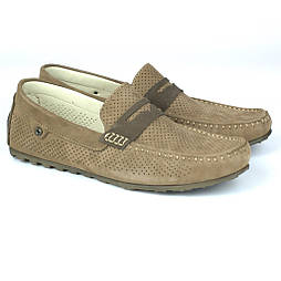 Мокасини бежеві з перфорацією нубук взуття річна чоловіча Rosso Avangard ETHEREAL Classic Beige