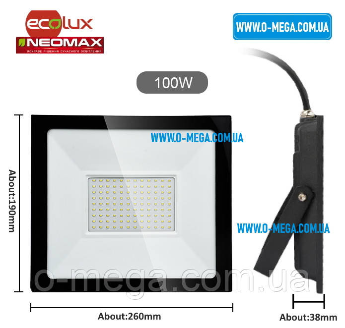 Светодиодный LED-прожектор Neomax (Ecolux) 100W, 220V, 6000K, 8000Lm, IP65 - фото 1 - id-p1173974866