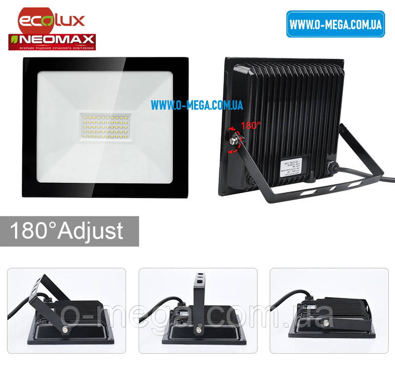 Светодиодный LED-прожектор Neomax (Ecolux) 100W, 220V, 6000K, 8000Lm, IP65 - фото 4 - id-p1173974866