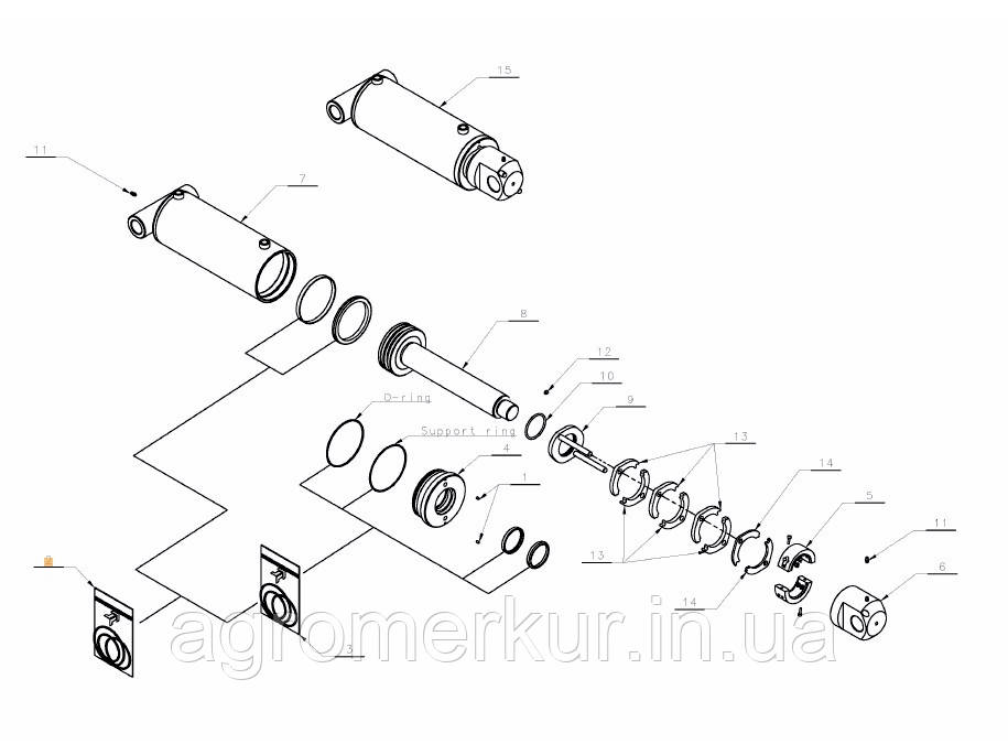 Рем. комплект D125-D60 KK016610 Kverneland