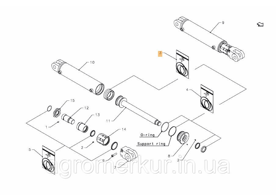 Ремнабір гідроциліндра d40-D80 KK013066 Kverneland
