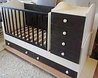 Детская кроватка-трансформер с комодом, ящиками и маятником 3 в 1 "Диона" Angel
