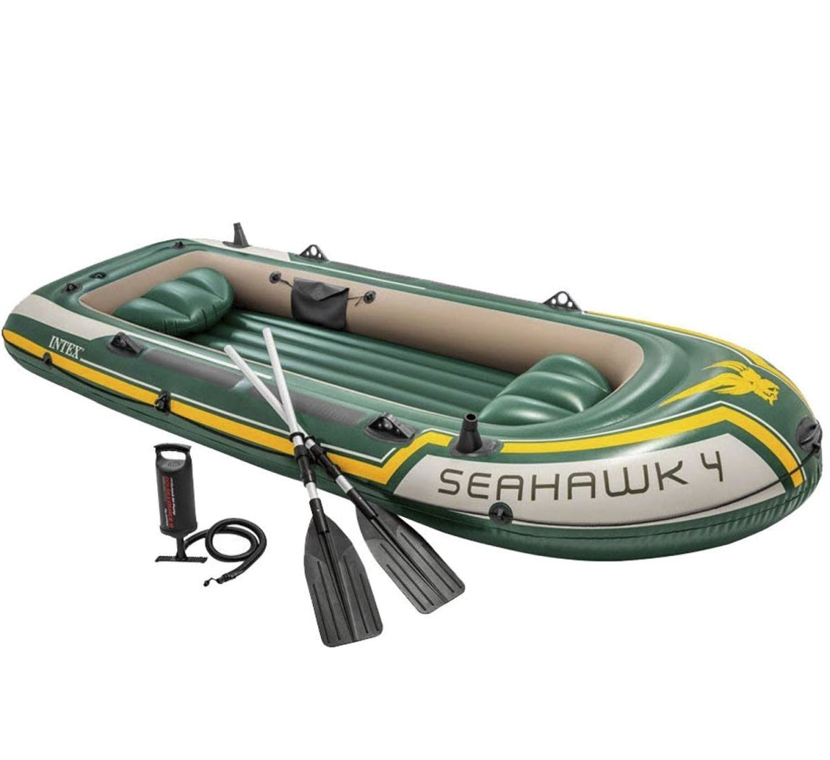 Човен надувний чотиримісний із веслами та насосом Intex 68351 Seahawk 4 Set, 351х145х48 см, фото 1