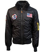 Бомбер Top Gun B-15 Nylon Bomber Jacket With Removable Patches TGJ1732 (Black)