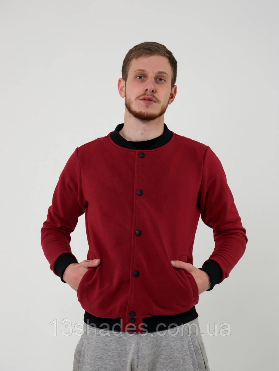 Бомбер весняний унісекс чоловічий хайповий бордовий Київ, фото 1
