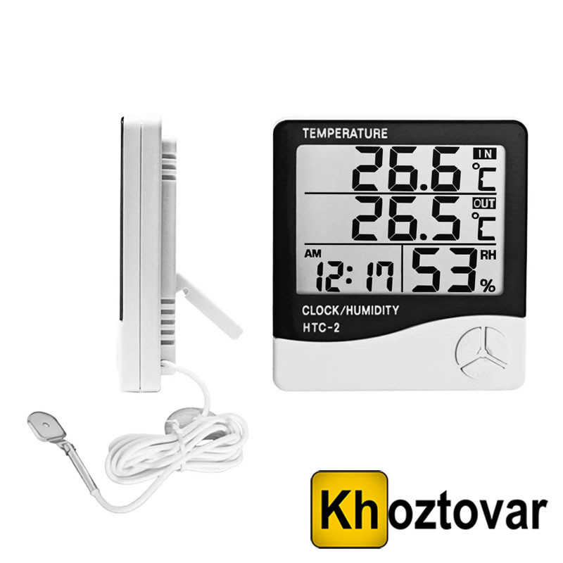 Цифровий годинник метеостанція з виносним датчиком Best watch UKC HTC-2 | Термогігрометр, фото 1