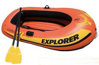 Надувний 1,5 місний човен Intex "Explorer 200", 58331, весла + насос, 186х94х41см, до 95кг