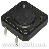 TS-103A-4,3 Кнопка тактовая 12x12x4,3 мм; 0,05A/12VDC; OFF-(ON); 4 pin; Высота кнопки 4,3 мм (от уровня платы)