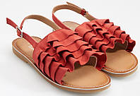 1, Кожаные оранжевые босоножки сандали с рюшами Резервед Reserved (Размер EU37, 23.5 cм) Оригинал