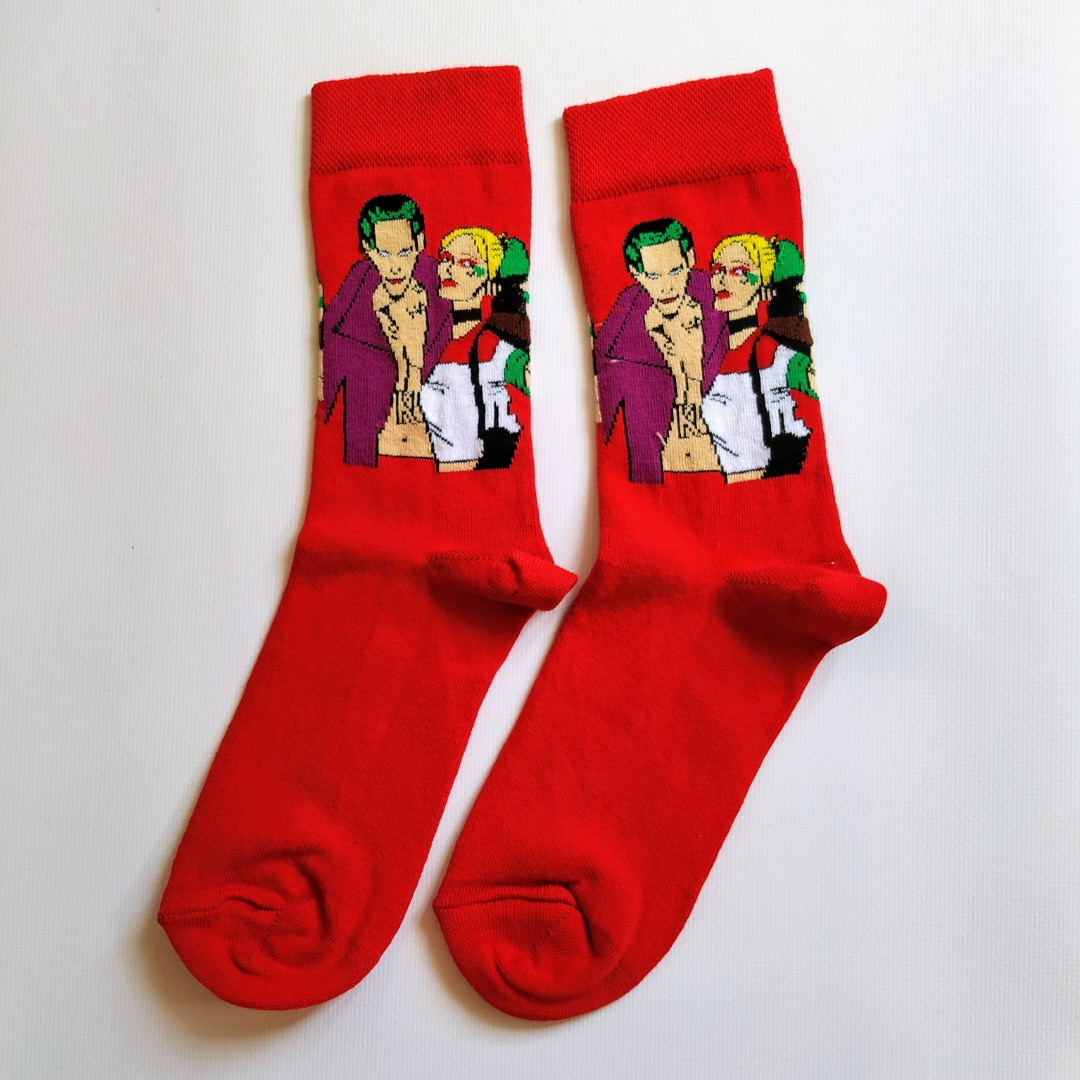 Модні яскраві шкарпетки з принтом Джокер і Харлі Квін Neseli Coraplar, фото 1