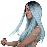Перука омбре без чубчика Cora, термоволосся, яскравий блакитний колір для сцени, танців, вечірок та розваг, фото 4