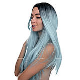 Перука омбре без чубчика Cora, термоволосся, яскравий блакитний колір для сцени, танців, вечірок та розваг, фото 2