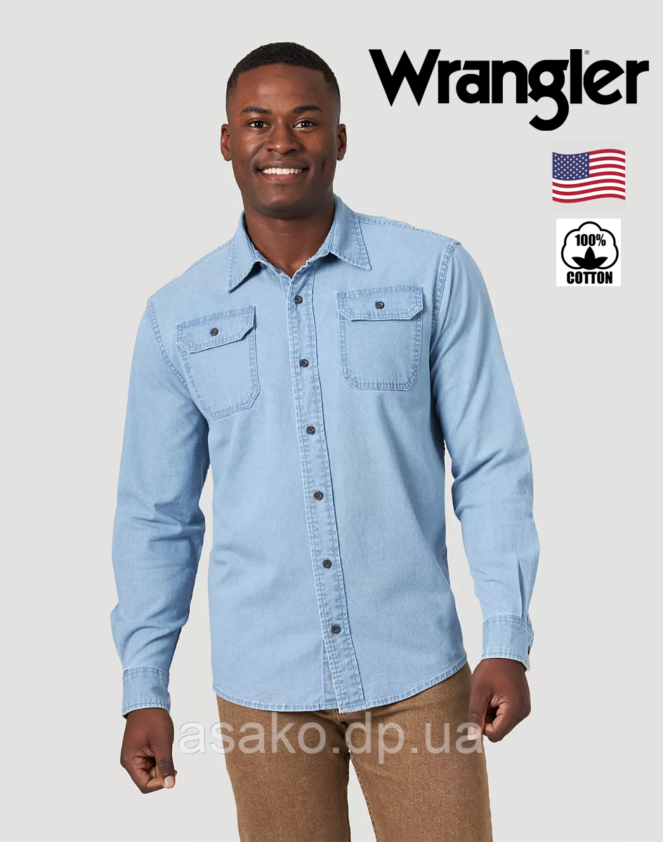 Чоловіча сорочка Wrangler® з довгим рукавом/100% бавовна/ Постачання з США L (52)