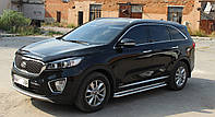 Пороги боковые (подножки-площадка) Kia Sorento 2015+ (Ø42)