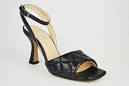 Босоніжки з квадратним носком Magnolya 01815 Чорні шкіра