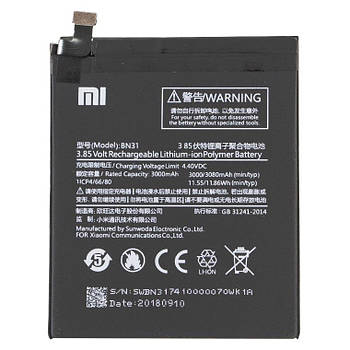 Аккумулятор (АКБ батарея) Xiaomi BN31 Mi A1 Mi5X Redmi Note 5A Redmi Note 5A Pro 3000 mAh