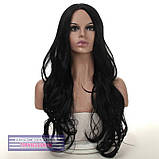 Перука без чубчика Joy, термоволосы, чорний колір для сцени, танців, вечірок та розваг, фото 2