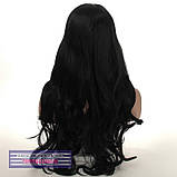 Перука без чубчика Joy, термоволосы, чорний колір для сцени, танців, вечірок та розваг, фото 4