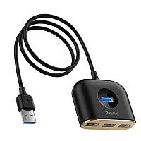 USB хаб BASEUS SQUARE ROUND 1*USB 3.0 + 3*USB 2.0/кабель 1 метр/ USB концентратор Baseus