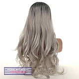 Перука омбре без чубчика Joy, термоволосся, чорний з сивий колір для сцени, танців, вечірок та розваг, фото 4