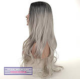 Перука омбре без чубчика Joy, термоволосся, чорний з сивий колір для сцени, танців, вечірок та розваг, фото 3