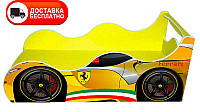 Кровать машинка серия Драйв D 012 Ferrari (Феррари) желтая для детей и подростков