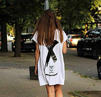 Плаття футболка з принтом купити в стилі Оф-Вайт бавовна білий Київ